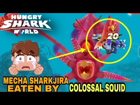 MECHA SHARKJIRA EATEN BY GIANT COLOSSAL SQUID - Hungry Shark World