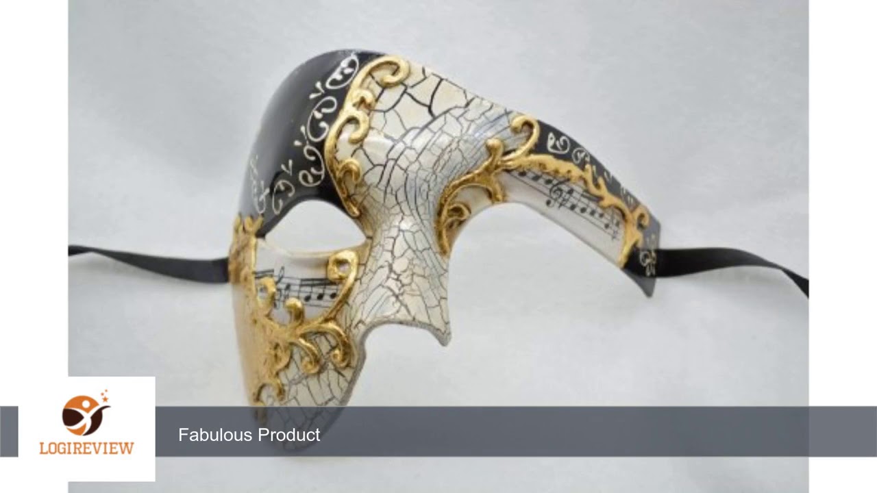 Gold Lining Musical Black Venetian Half Masquerade Mask Phantom Design by Kayso | Review Test
