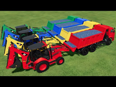 Work with Colors - Transporting CAT Backhoe Loaders for Grapes Load Work - Farming Simulator 22