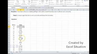 Excel not sorting correctly (off of a formula)