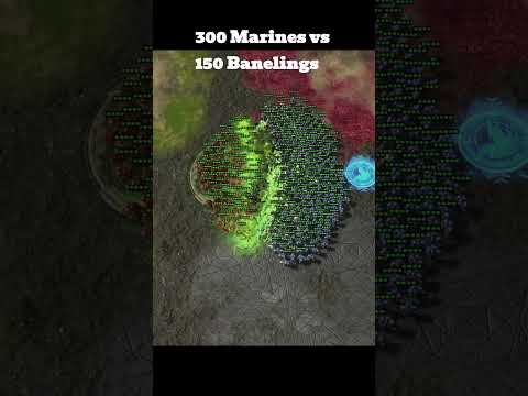 Who wins? - 300 Marines vs 150 Banelings #sc2 #gaming #Starcraft2