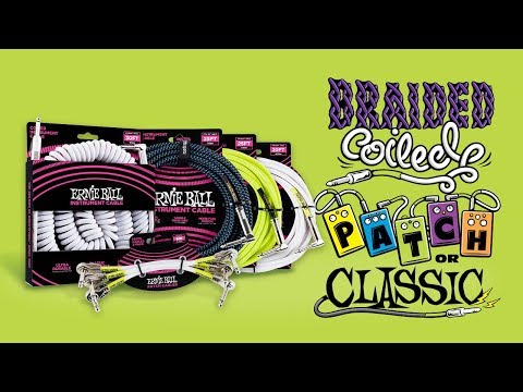 Ernie Ball 25' Braided Straight / Angle Instrument Cable - Black / Green image 2