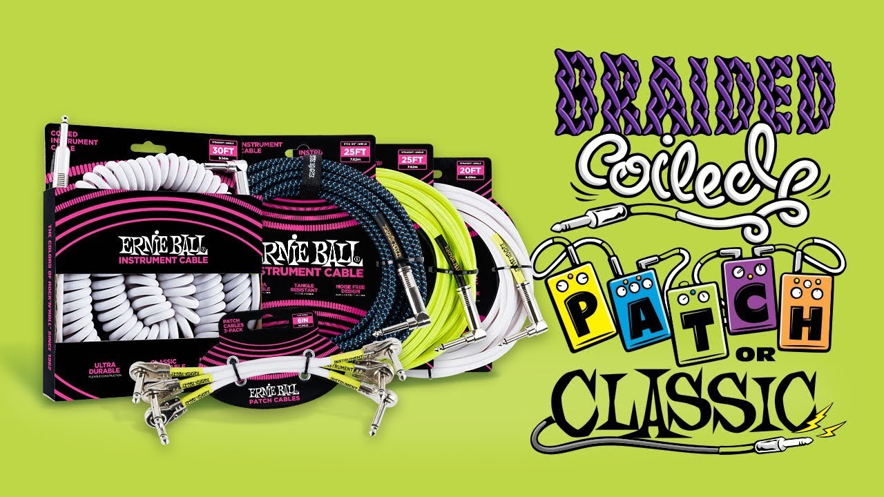 Ernie Ball Instrument Cables: Vintage Coiled, Patch, Original Classic, Microphone & Speaker - YouTube