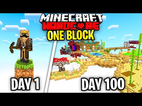 I Survived 100 Days on ONE BLOCK in Minecraft Hardcore! [FULL MOVIE]