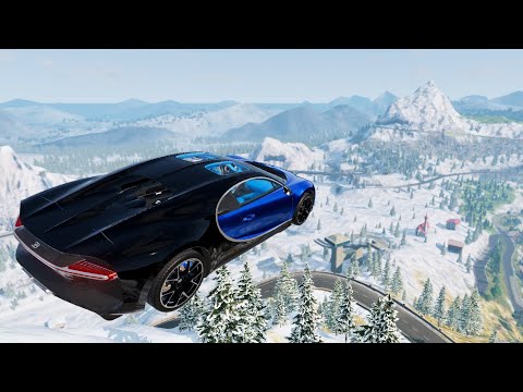 High Speed Jump From Alps Mountain (Crash Test) - BeamNG drive Insane Jumps Testing (Snow Jumps)