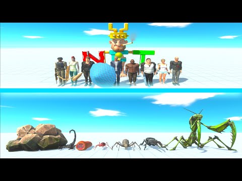 NEW MODERN HUMANS Team vs GIANT INVERTEBRATES Team - Animal Revolt Battle Simulator ARBS