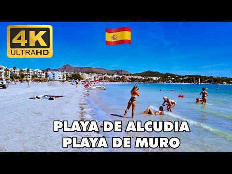 Playa de Muro - Playa de Alcudia【Beach Walking Tour  4k】in Mallorca Majorca Island Spain