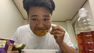 【元力士】マルちゃんスパイシー焼きそば2つと江戸そばとおにぎり２つとおかずコロッケ２つ【大食い】