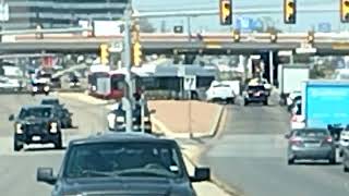 City Bus (Via) Stuck on median by 410 and San Pedro San Antonio Texas.Thursday March 31st at 3:29 pm