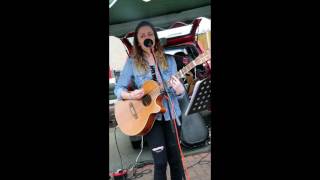Liz Williams 4/9 Singing Her own original song TRAKZ BUSKING FESTIVAL 2016