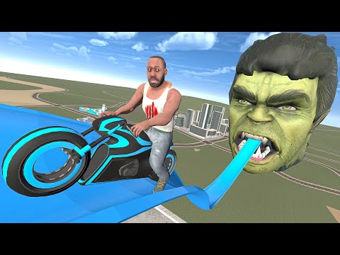 Franklin Play Long Slide Game With Hulk In Indian Bike Driving 3d