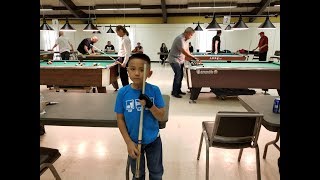 Shane VanBoening played 8 ball with Jin (7 years old) between matches