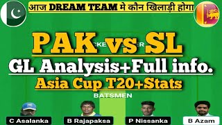 pak vs sl dream11 team prediction|pakistan vs srilanka dream11 team|dream11 gl team today match