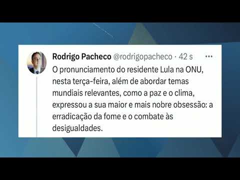 Rodrigo Pacheco elogia discurso de Lula na ONU