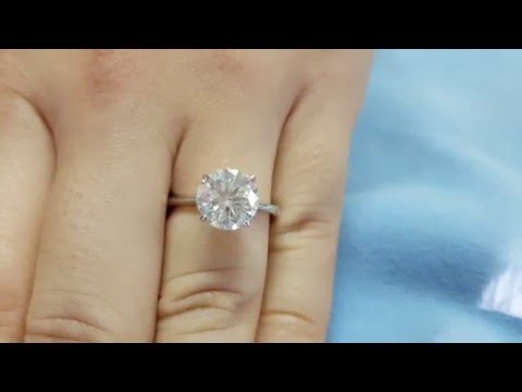 3.10 Carat G-H VS2 Round Diamond Solitair Engagement Ring 14K White Gold Women