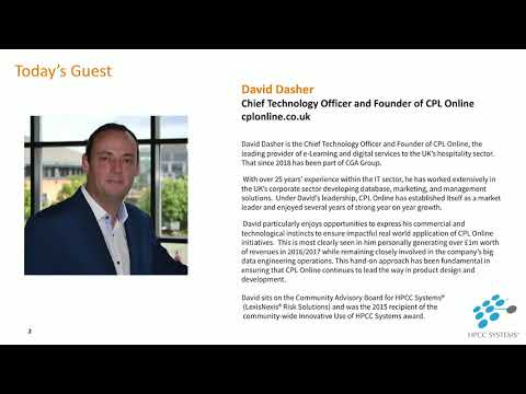 HPCC Systems Community Focus - 5 Questions with David Dasher, CPL Online