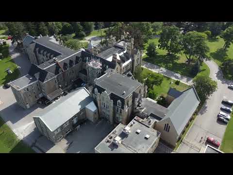 Fly-by Trafalgar Castle and Downtown Whitby