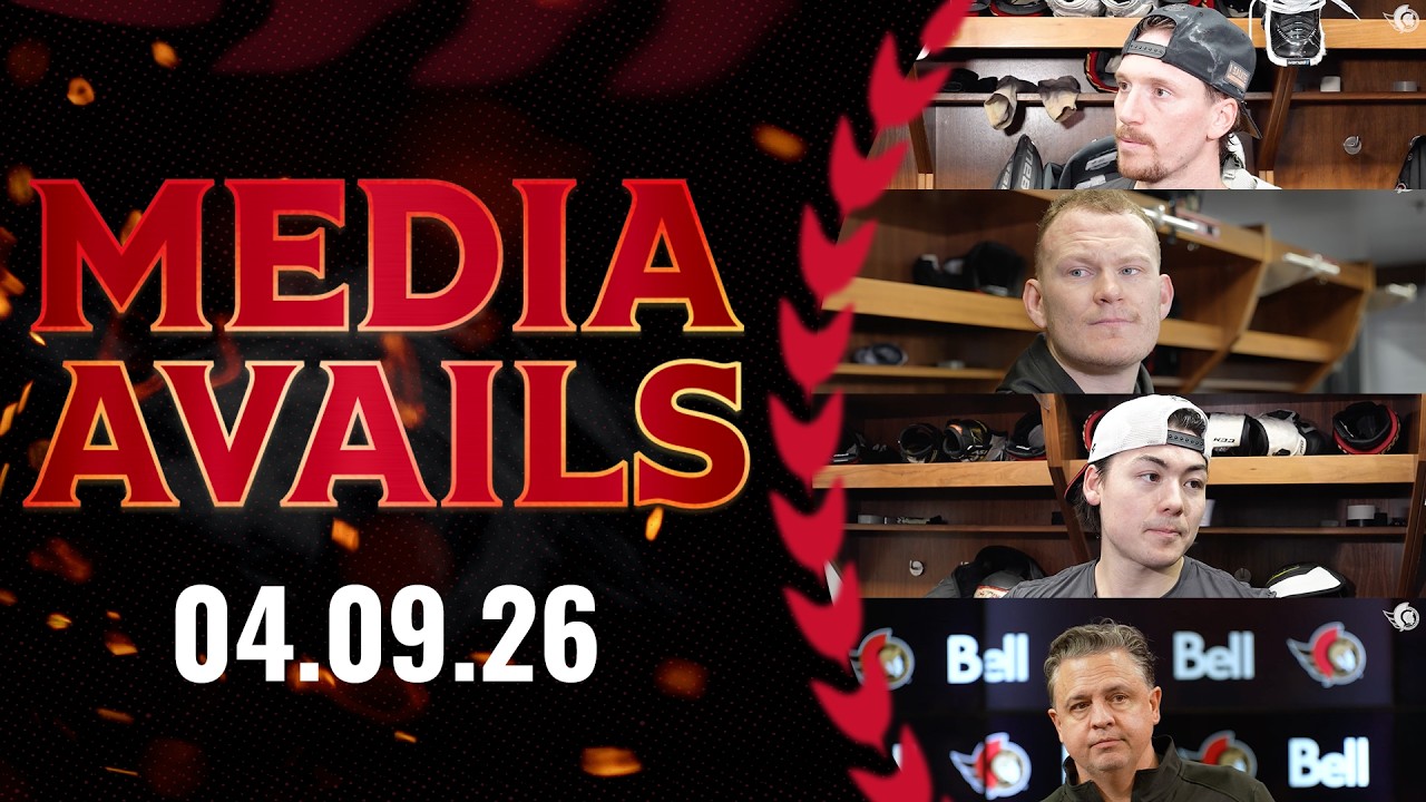 Thomas Chabot, Brady Tkachuk, Jordan Spence, Travis Green Pregame Media vs FLA