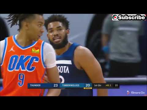 Karl-Anthony Towns 33 pts 5 threes 1 0 rebs vs Thunder 20/21 season