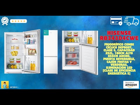 Hisense RB343D4CWE - Frigor&iacute;fico Combi C&iacute;clico Defrost, E, Capacidad 292L, 180cm Alto x55cm
