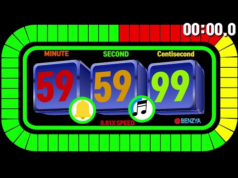59:59.99 ~ 00:00.00 countdown speedfeeling cubes rotation timer alarm🔔with colorful rectangles