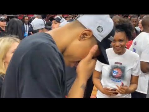 San Diego State Aztecs celebrate on the court after beating Creighton to advance to the Final Four 4
