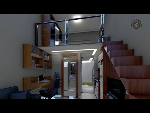 Projeto KITNET loft com mezanino em bloco adaptável em vários tamanhos de terrenos