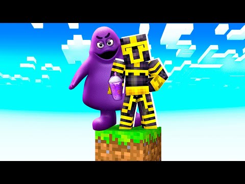 SURVIVE IN 1 BLOCK WITH GRIMACE SHAKE IN MINECRAFT 😱