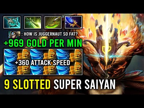 WTF Super Saiyan +360 Attack Speed Full Agility 9 Items Juggernaut 969 GPM Dota 2