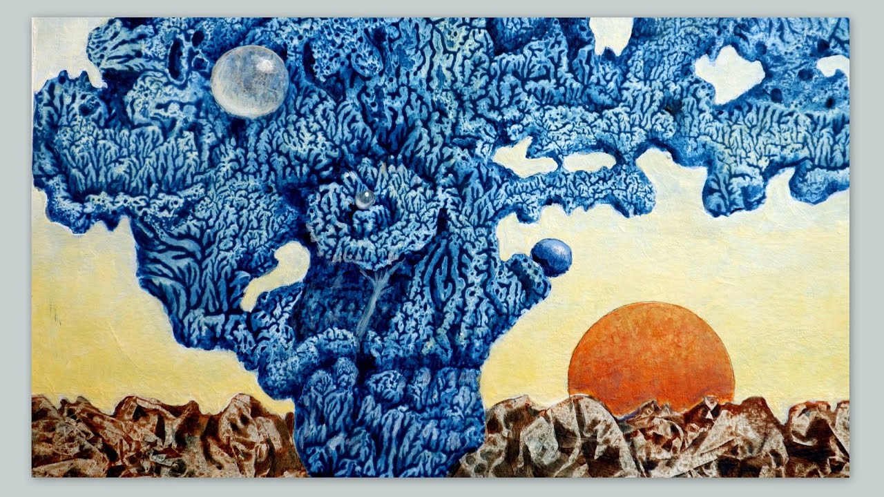 Acryl und Kleister, Decalcomanie, Abklatsch, Technik, Acrylics and Wallpaper Paste, Decalcomania