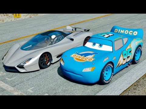 Lighting McQueen Dinoco vs SSC Tuatara - Drag Race 10 KM