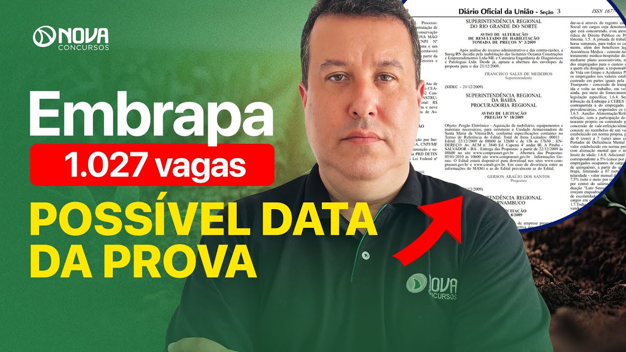 CONCURSO EMBRAPA 2024: QUANDO VAI SER A PROVA ❓