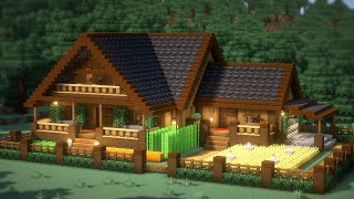 Minecraft: How To Build a Cabin Survival Base (House Tutorial)(#55) | 마인크래프트 건축, 오두막 집, 야생기지, 인테리어