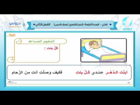 السادس الابتدائي| الفصل الدراسي الثاني 1438 | لغتي | الوحدة الرابعةالنص الشعري(وصف الحمى)