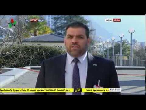 مداخلة أنس العبدة على قناة سكاي نيوز عربية متحدثاً من مونترو بعد رفع الجلسة الافتتاحية لمؤتمر جنيف 2