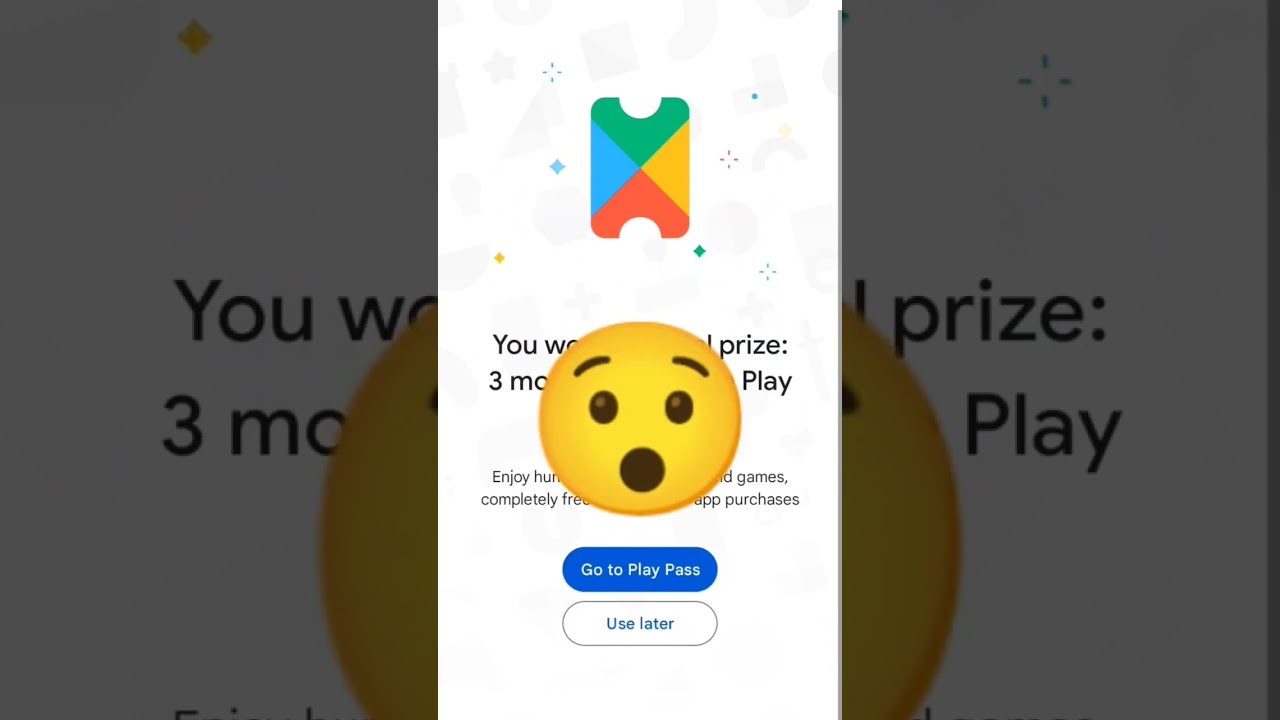 Weekly Special Perks | Google play points | You won a special Prize: 3 months of Google play pass