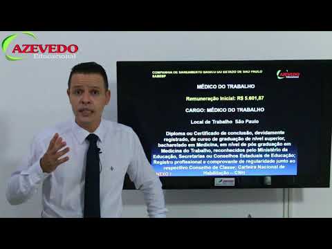 Concurso Sabesp l Médico do Trabalho l Concurso Sabesp 2018 l Preparação Azevedo