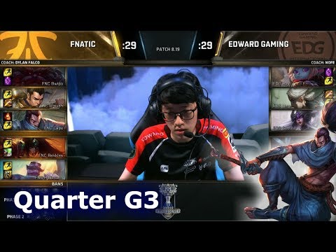 FNC vs EDG Game 3 | Quarter Final S8 LoL Worlds 2018 | Fnatic vs Edward Gaming G3