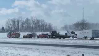 preview picture of video 'Multi Car pileup on I-69 in whiteout about a mile north of the Ashley-Hudson exit'