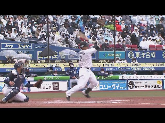 【6回裏】嬉しいプロ初打点!! マリーンズ・松川虎生 タイムリー2ベースヒット!! 2022年4月3日 千葉ロッテマリーンズ 対 埼玉西武ライオンズ