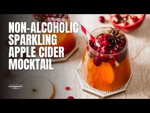 Non-alcoholic sparkling apple cider mocktail for the cozy season