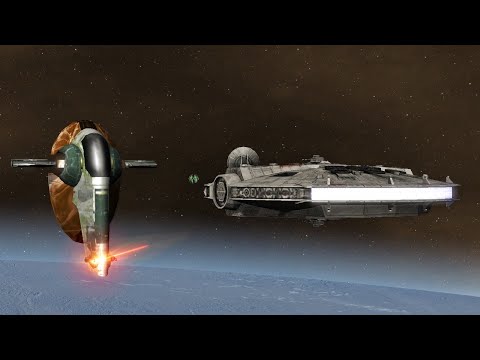 Millennium Falcon vs Slave I - Star Wars: Empire At War Remake NPC Battle