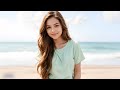 4k American AI Art Lookbook Model Video Sitting On A Sea Beach ️