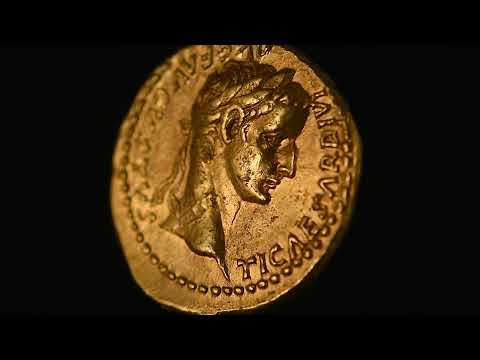Moneta, Tiberius, Aureus, AD 14-37, Lyon - Lugdunum, AU(55-58), Złoto, RIC:29