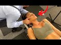CRISPY Neck Crack That Busted Huge Knots Off Her Neck She Was Pain Relieved