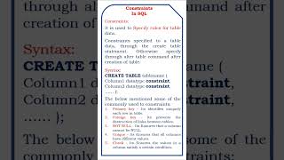 constraints in sql #coding #arrays #programminglanguage #dotnetframework #developer #netframework