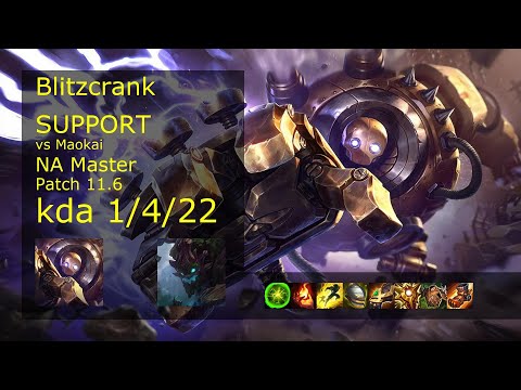Blitzcrank Support vs Maokai - NA Master 1/4/22 Patch 11.6 Gameplay