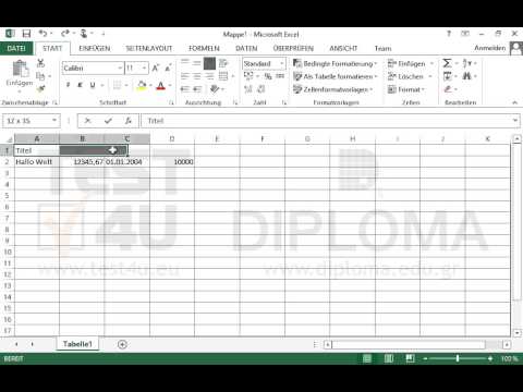 Verbinden Sie die Zellen des Zellbereichs A1:D1 und dann zentrieren Sie das Wort Titel