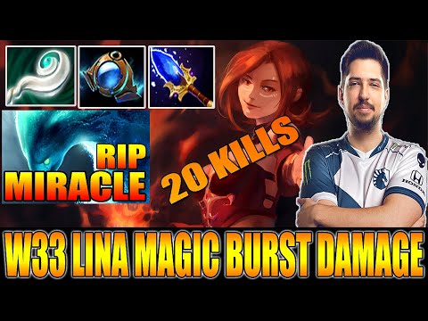 W33 lina Crazy Magical Burst Damage Destory Miracle Morphling 1 Ulti Ko 7.25 Dota 2 Gameplay
