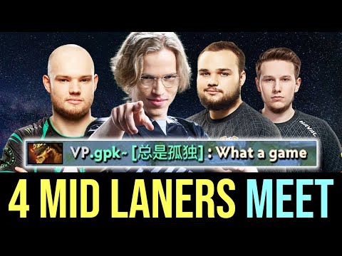 4 Mid Laners in ONE GAME - Topson, Limmp, Noone & Gpk DOTA 2